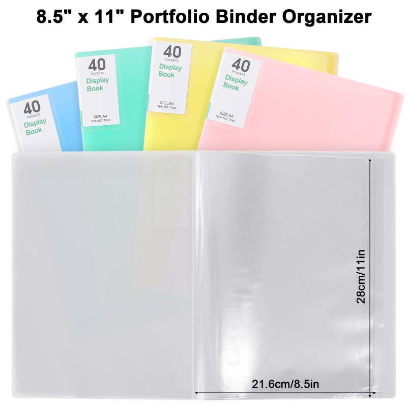 Phyxin 40-Pocket Portfolio Binder Organizer, Binder Sheet Protectors 8.5" x 11", Displaying 80 Page Plastic Folders for Documents, Document Organizer for Concert, Artwork, School & Office Use, White - Image 3